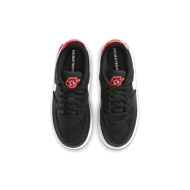 Nike Air Force 1 Worldwide Leather Low top Skateboard Shoes Black Red Children Aged 3 7 Years Old CN8539-001