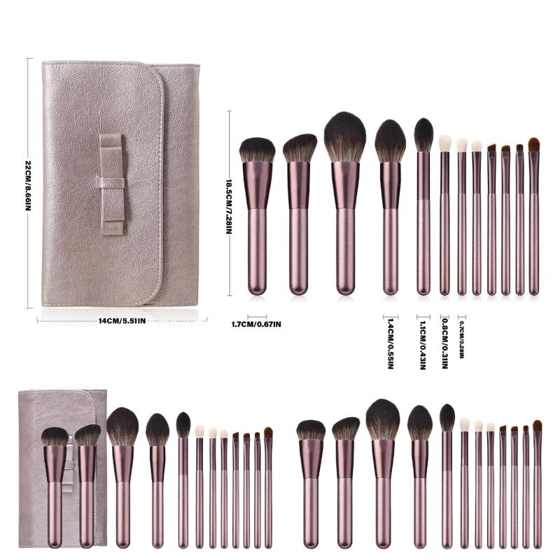 12 Pcs Cosmetic Brush Set with Storage Bag Makeup Brush Set Eye Shadow Brush Basic Essentials Brush Set Concealer Brush