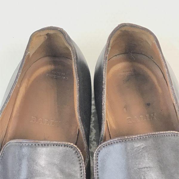 80er-90er Jahre Hergestellt in der Schweiz BALLY Leder Slipper Herren 7.5F 26.0-26.5 Schwarz(GEBRAUCHT)