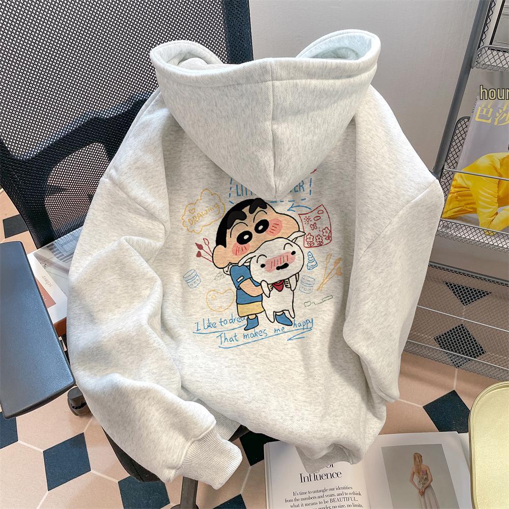 Early Autumn Korean Style Loose Crayon Shin-chan Oversized Women's Hoodie
