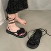 Fashion Women Sandals Summer Flower Design Fashion Dress Shoes Narrow Band Platform Wedges Heel Ladies Ankle Strap Gladiator Sandalias
