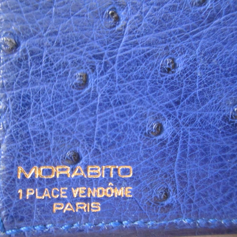 Used AUTHENTIC MORABITOBifold Wallet blue Ostrich