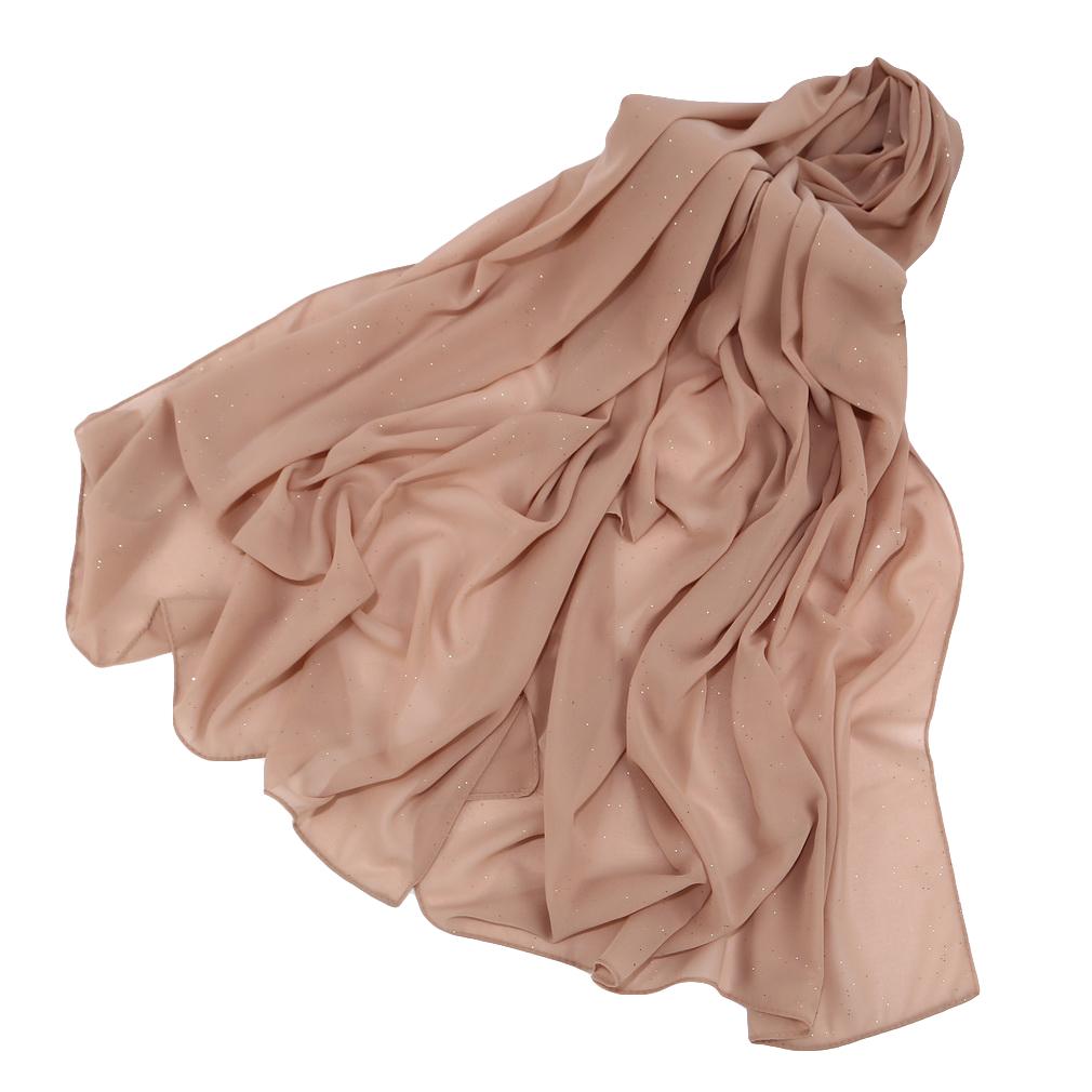 Women's Chiffon Shawl, Glitter Gold Powder Scarf, Chiffon Hijab for Party/Beach