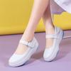 Fashion Genuine Leather Women Nurse Shoes Soft Soles Hollow Out Breathable Comfortable Non Slip Wedges White Ladies Loafers Work Shoes