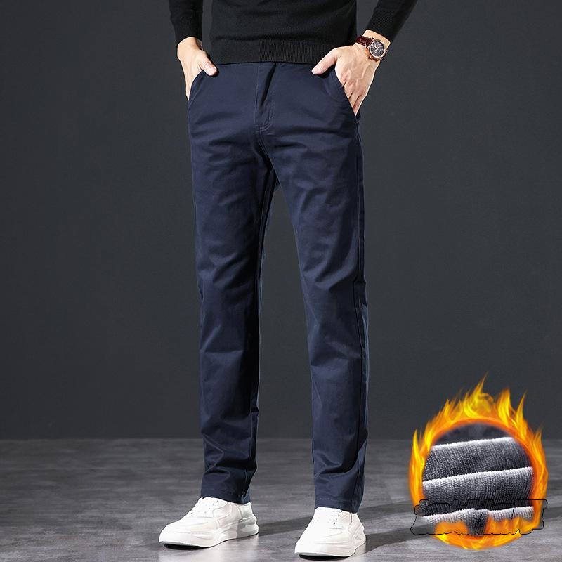 

2024 Новые зимние плюшевые толстые мужские повседневные брюки прямые модные свободные мужские брюки деловые брюки высокого класса для мужчин 38 темно-синий