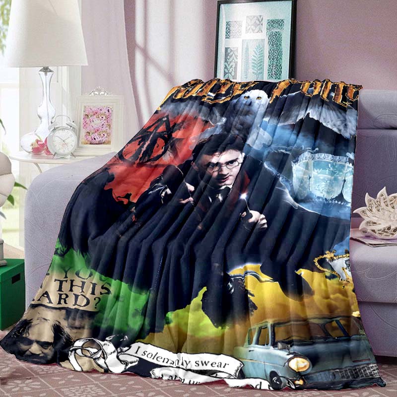 Harry Potter Movie Print Blanket Warm Comfortable Flannel Blanket for Bedrooms, Sofas, Beds, Chairs, Picnics, Travel -LXR32