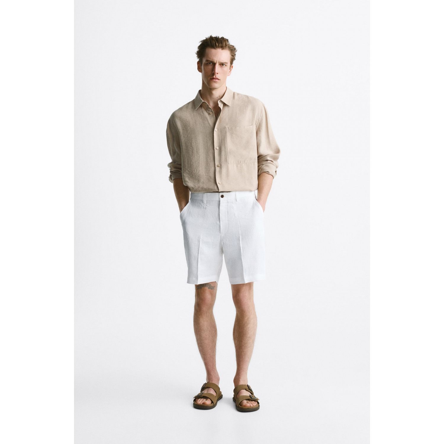 

100% LINEN BERMUDA SHORTS