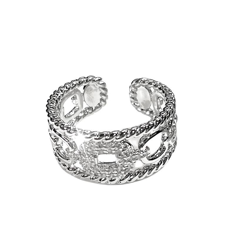 Delicate Pig Nose Flash Diamond Zir*****Pen Ring Set Light Luxury High Sense Cold Wind Personality Ring Woman