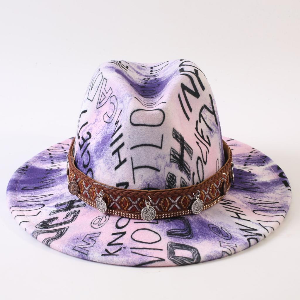 New European and American style letter printing fashion top hat men's and women's fashion jazz hat sunscreen sun hat