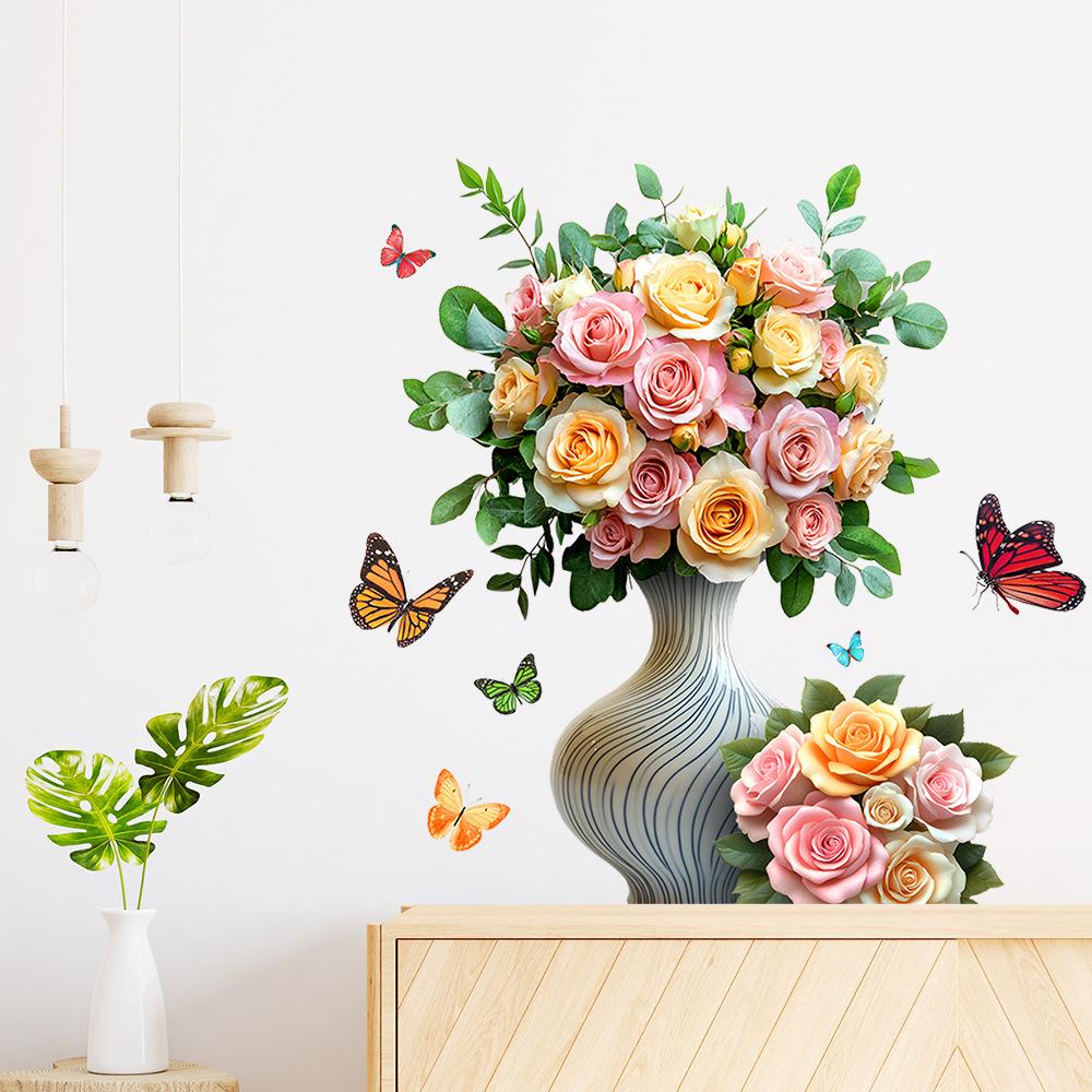 3D Simulation Vase Bedroom Room Wall Stickers Decal Home Living Room Decoration