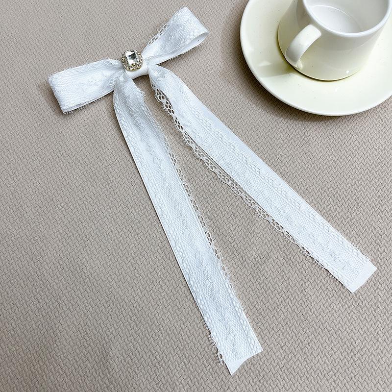 

Черная кружевная брошь-бант из длинной ленты, простая брошь-бабочка, корсаж, траурная брошь, женский костюм, воротник рубашки, брошь для одежды, аксессуары белый