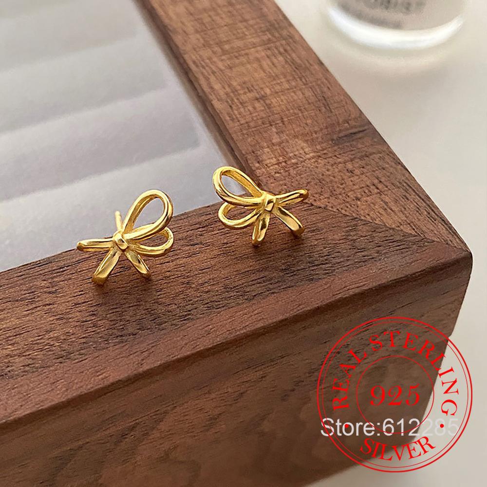 925 Sterling Silver Jewelry Cute Bowknot Stud Earrings for Women Girls Party Jewelry For Girls Friend Gift