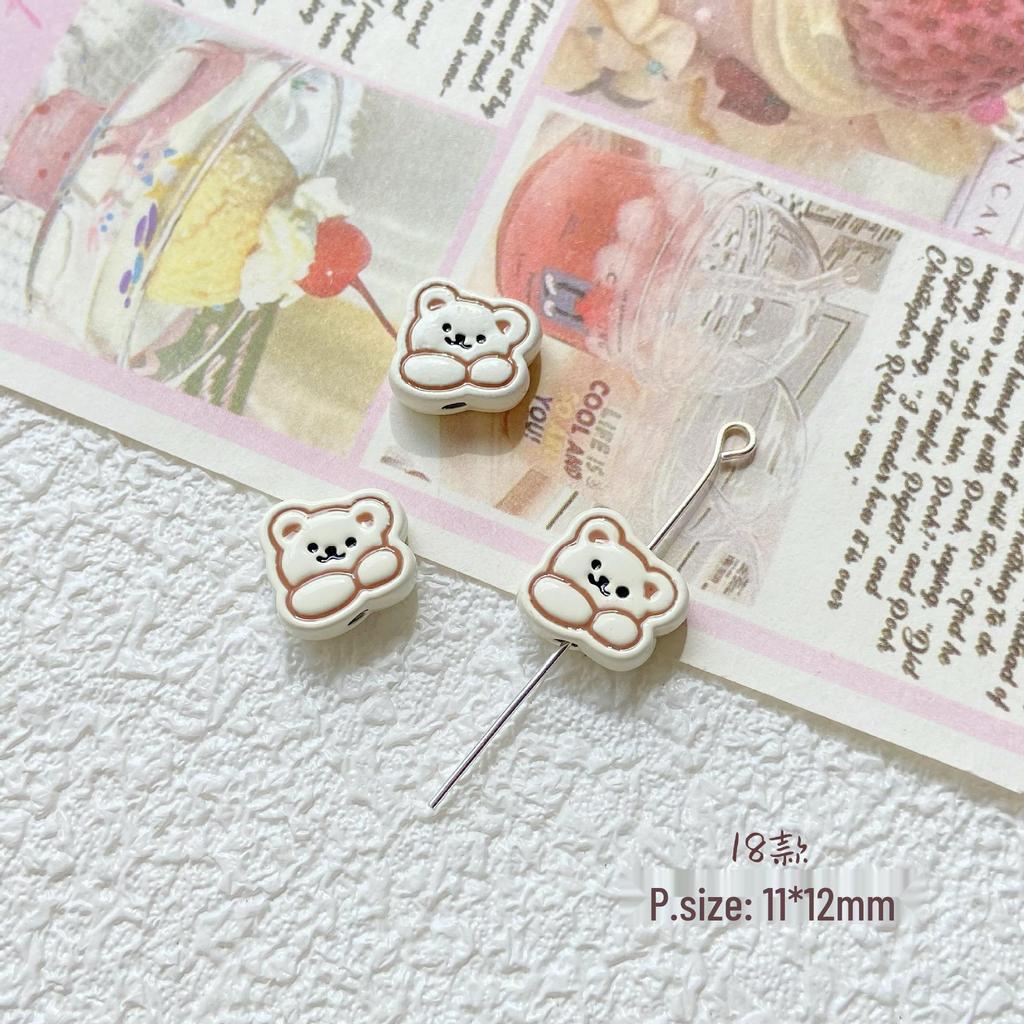 Pink White Bunny Bear Camera Cat Alloy Beaded Charm Bracelet/Necklace Accessories