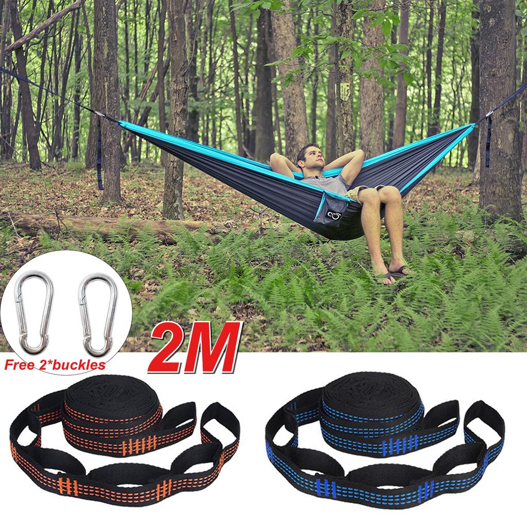2M Multi-Schlaufen Verstärkte Polyester Hängematten Gurte 200kg Maximale Belastung Strapazierfähiges Verstellbares Utility Spanngurt für Camping Reise