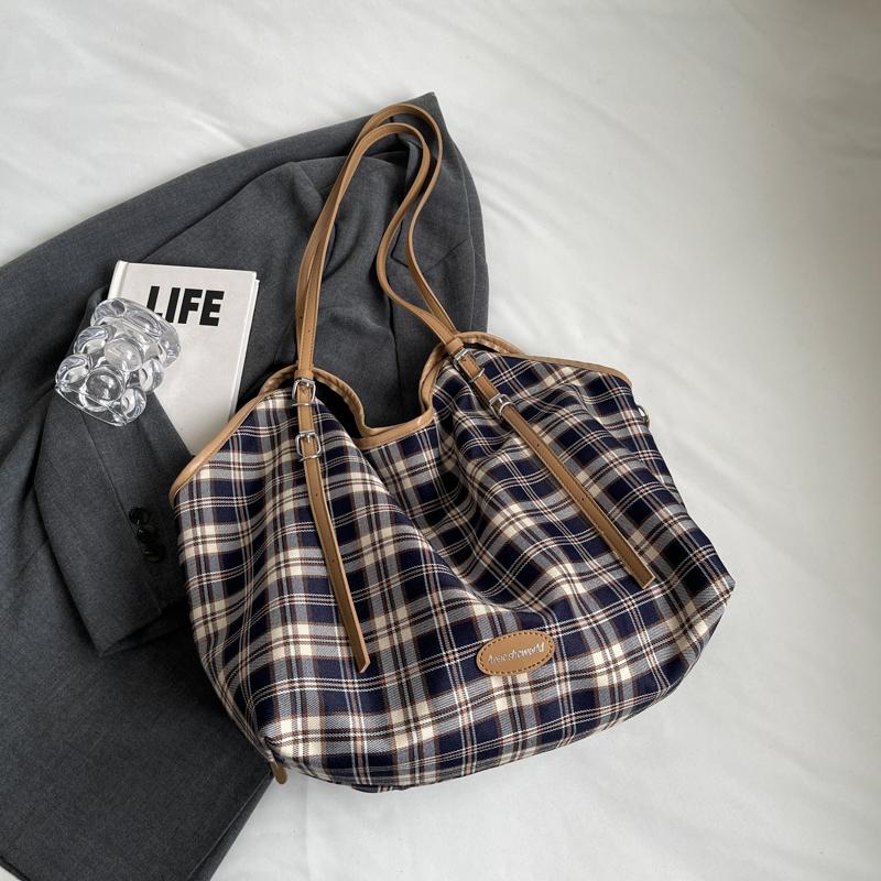 Клетчатая сумка-тоут большой емкости женская сумка через плечо сумка через подмышку — фото 12