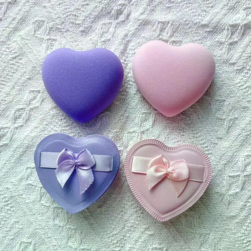 1/2/5pcs Heart-Shaped Makeup Sponge Puff, Reusable Dry Wet Dual Use Candy Cosmetic Sponge for Foundation Powder