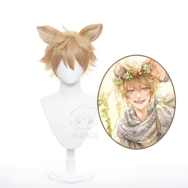 

Игра Twisted-Wonderland Косплей Король Лев Ругги Букки парик для взрослых льняной короткий термостойкий волокнистый кусок волос с ушками