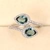 Classic Female Rings   Sterling Silver Water Droplet Blue Zircon Adjustable Rings for Women Promise Love Wedding