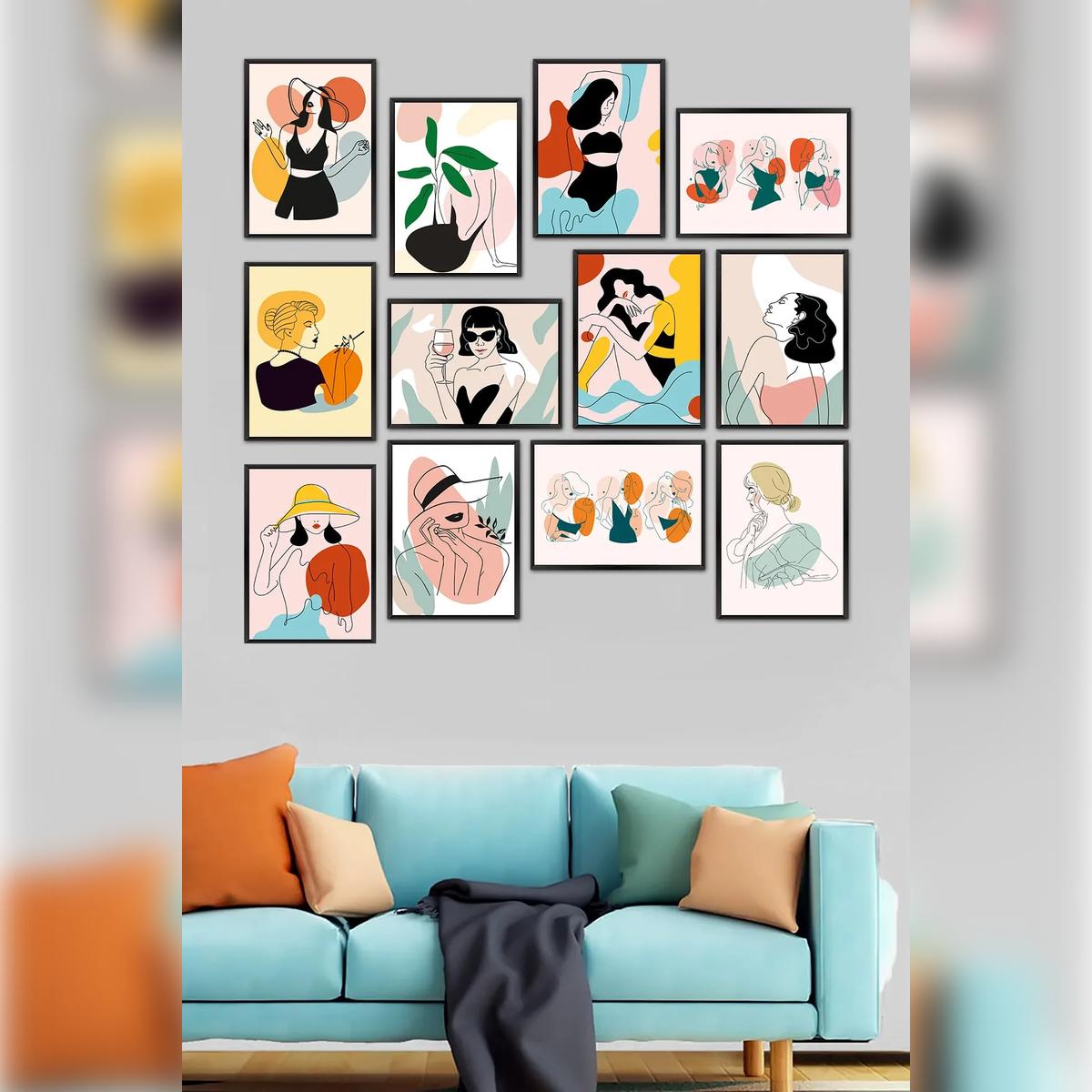 

Modern Decorative 12-Piece Framed Appearance MDF Wall Art Set - Table