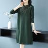 Dress for Woman Cotton Winter Warm Round Neck Long Sleeve Vintage Casual Printed Long Stretch Knit Sweater Dresses