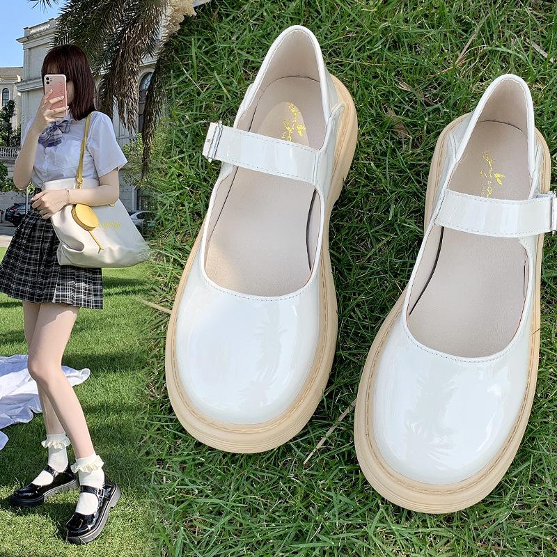 Fashion 2025 New Spring and Summer Single Shoes, Women's Uniform Student Solid Color Mary Jane White Small Leather Shoes