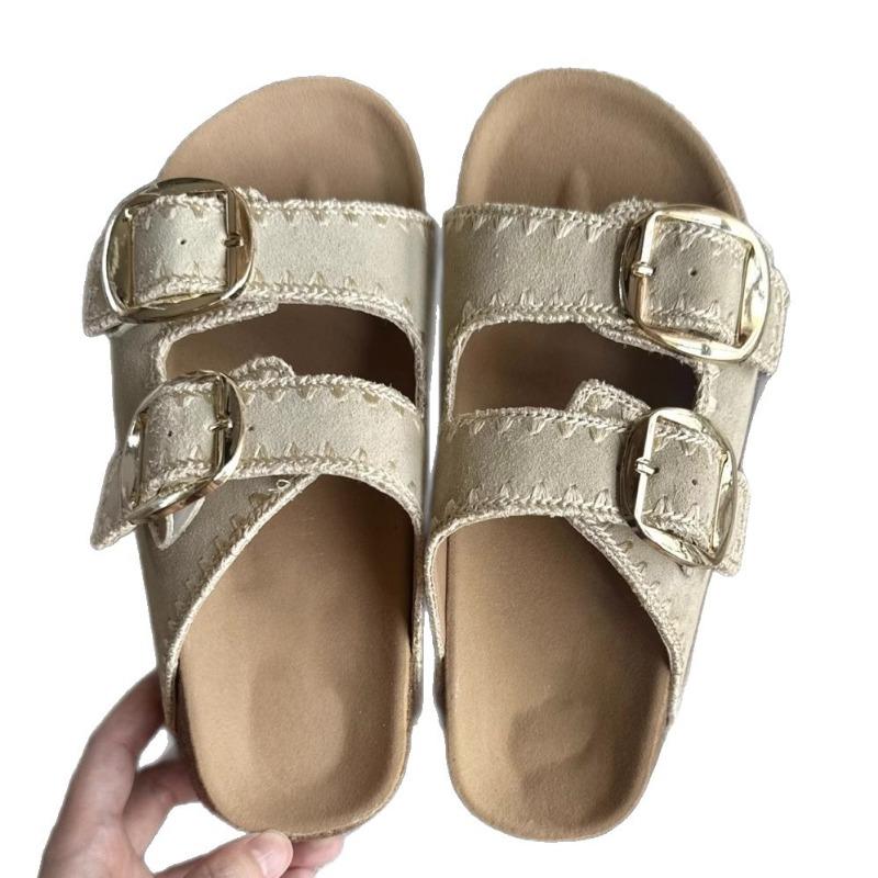 Leather Thick-soled Summer Slippers, Women Wear New Models with Skirts When They Go Out, Beach Cool Slippers