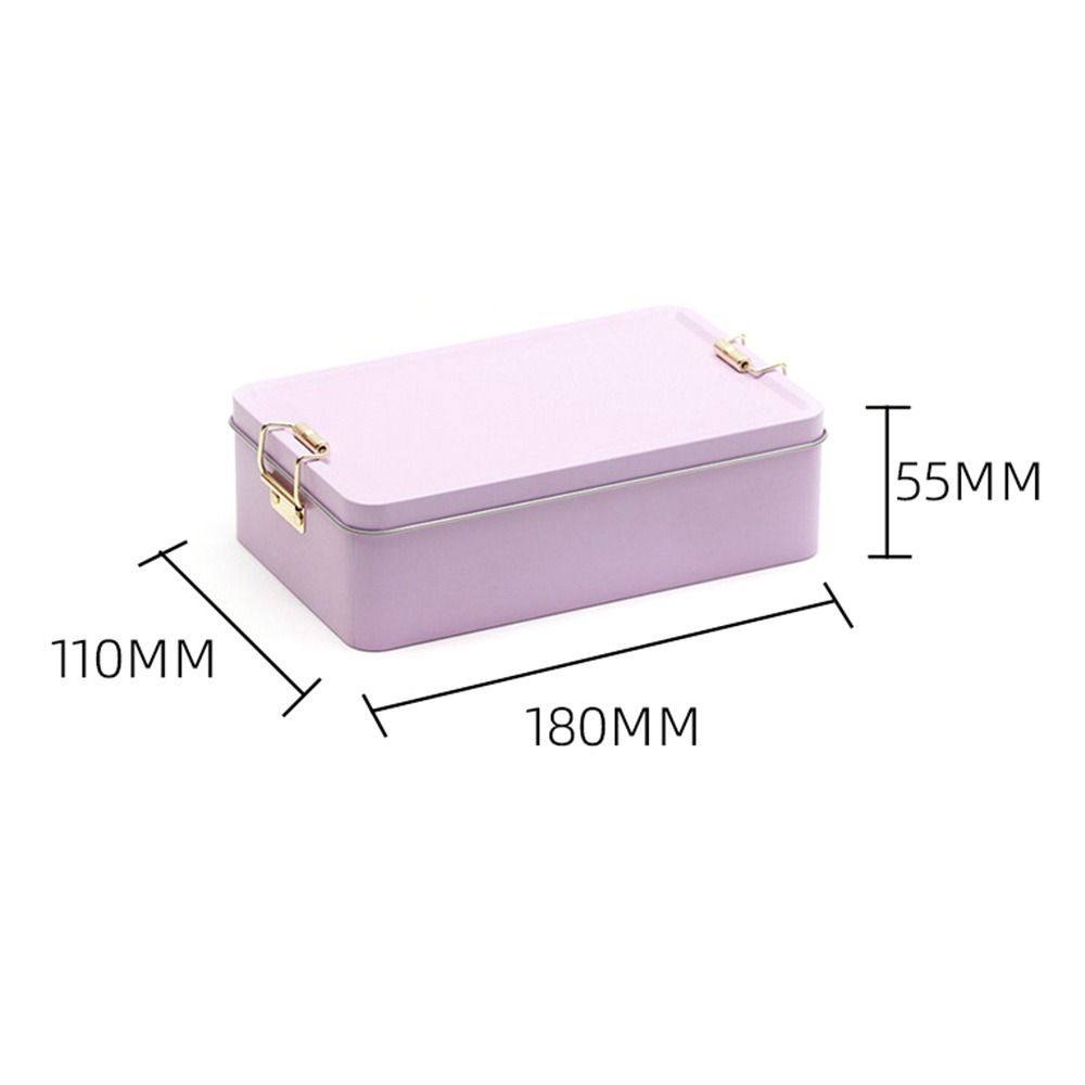 New With Lid Tinplate Box Rectangular Shape Multi Color Metal Storage Box Buckle High Quality Candy Box Kitchen Organization