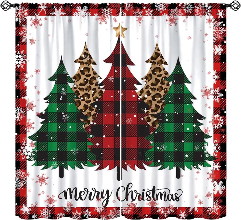 Kids Christmas Nutcracker Curtain Soldier Model Merry Xmas Window Treatments For Bedroom Living Room Snowflakes Winter Reddrapes