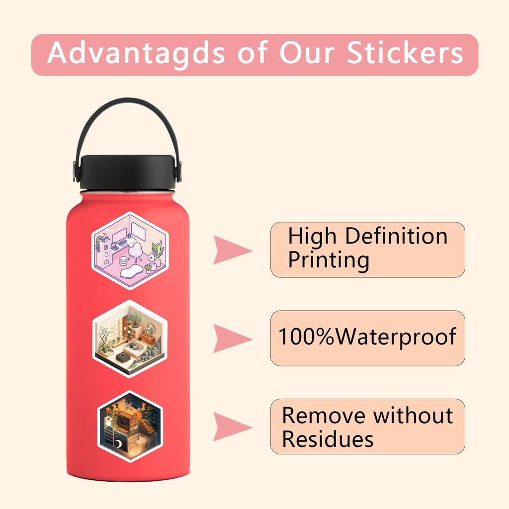 55 New Lsometric Room Graffiti Stickers Decorate Laptop Suitcase Mobile Phone DIY Stickers