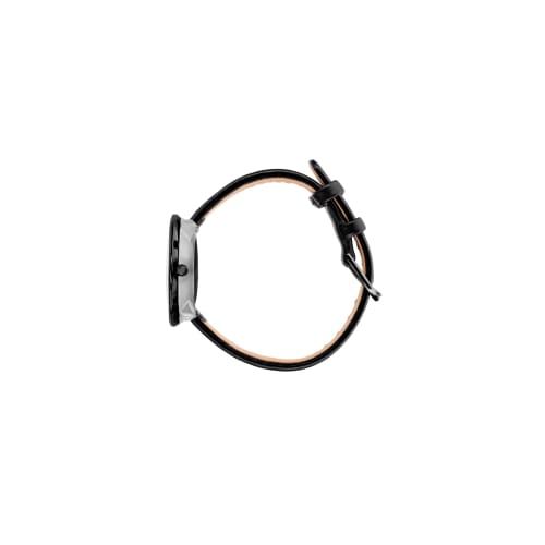 ARNE JACOBSEN STATION 53400-1401B Watch, 30mm, Scandinavian Design, Water Resistant (Quiet Design with No Second Hand), White with Black Leather Strap