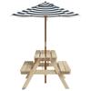 Vidaxl Picnic Table For 4 Children, With Umbrella, Fir Wood