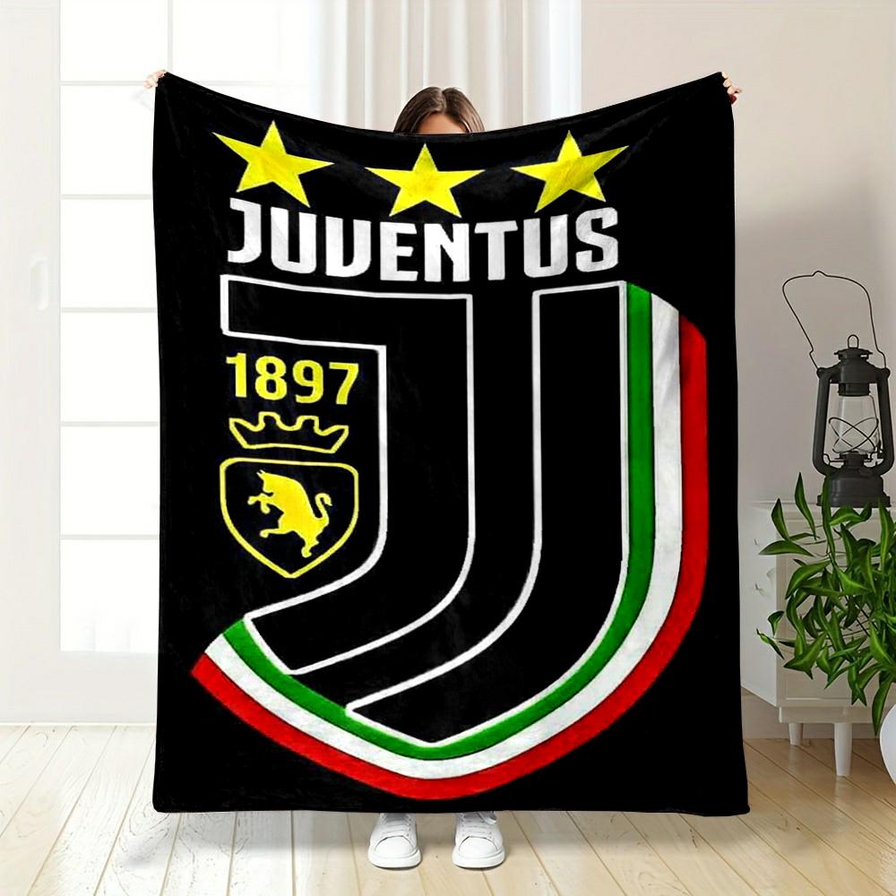 Juventus Emblem with Stars and Italy Colors. Flannel Blanket for Bedroom, Living Room, Sofa, and Nap Sofas.