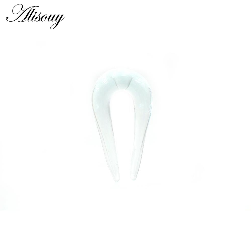 Alisouy 2PCS 6-10mm U-shaped Glass Ear Clip Weight Plugs Stretcher Expander Tunnels Tapers Guages Earrings Body Piercing Jewelry