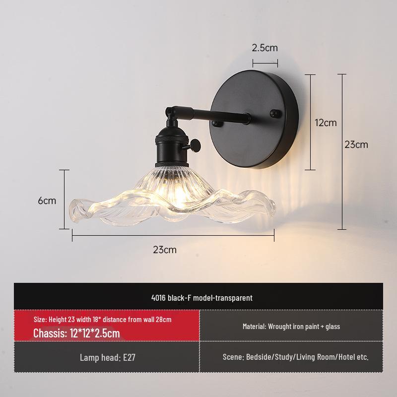 Vintage Japanische Grüne Glas Schmiedeeisen Wandleuchte - Nordische Moderne Nachttisch- & Schminktischleuchte