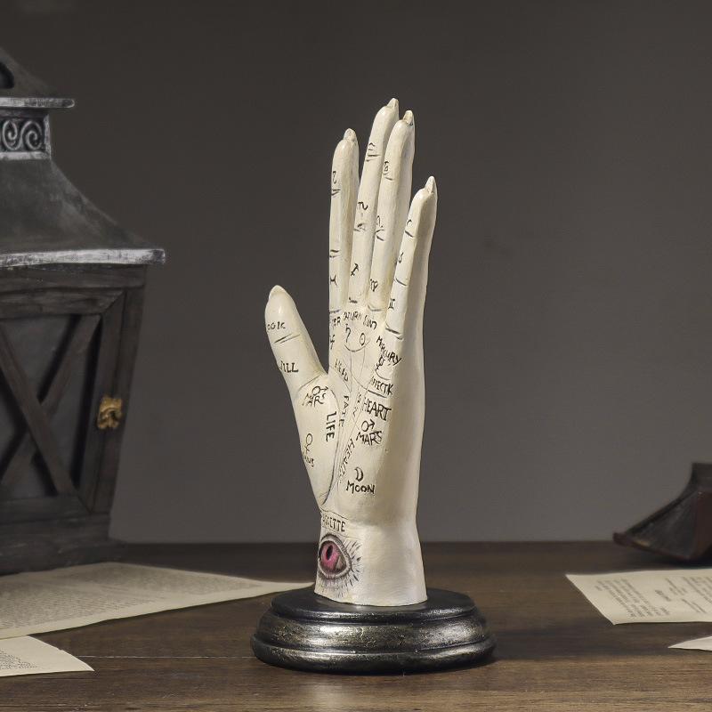 Hand of God Palmistry Statue Devil Hand Figurine Demonic Hand Halloween Decorations Home Decor Office Desktop Resin Ornaments