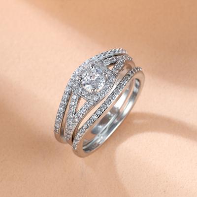 Κλασικό Γεωμετρικό Τετράγωνο Δαχτυλίδι για Γυναικείο Σετ Γάμου/Αρραβώνα Ρομαντικό Δώρο Πρότασης