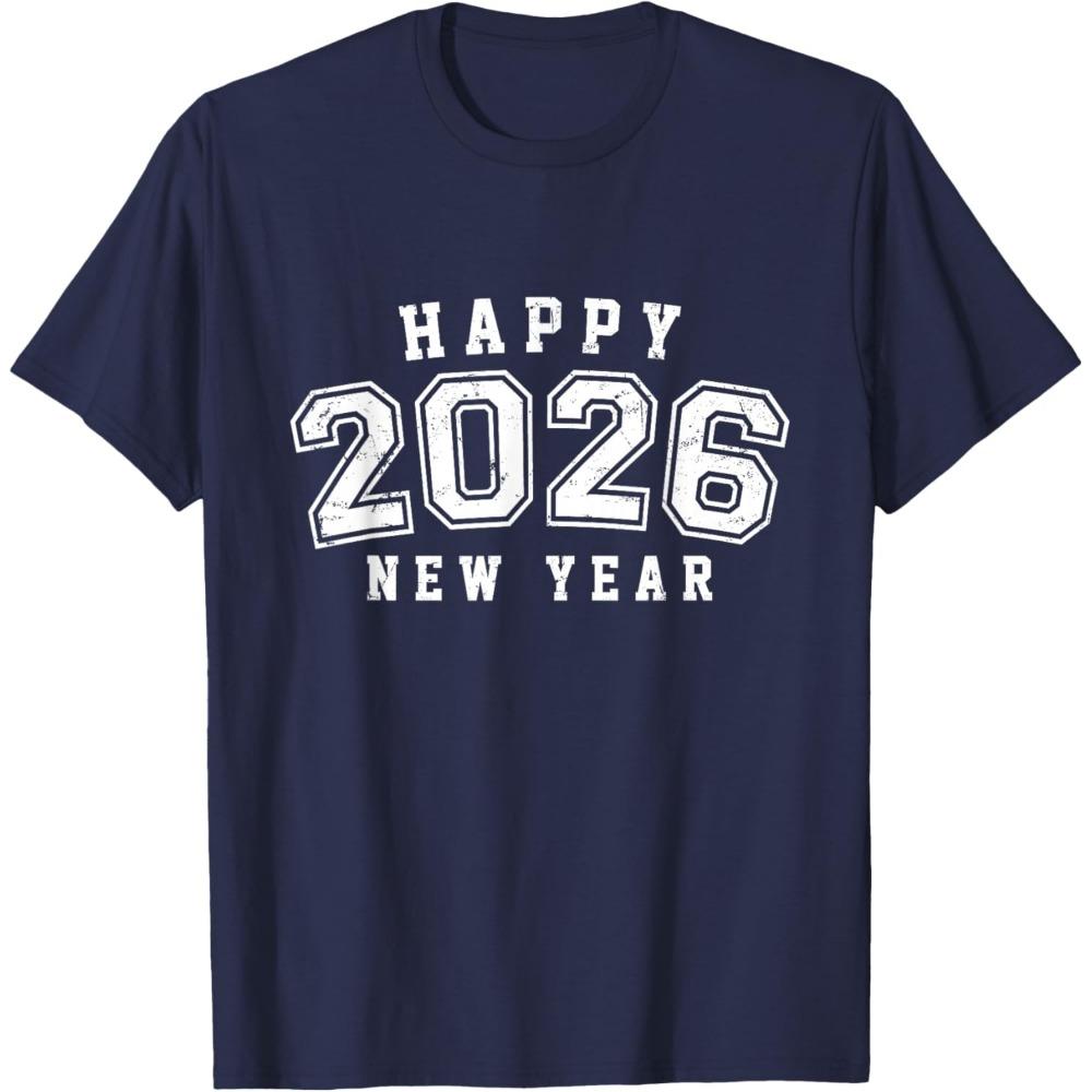 New Years Eve Party Supplies 2026 Happy New Year Men Women TShirt New Years Celebration Party Unisex Summer Shortsleeve Tops