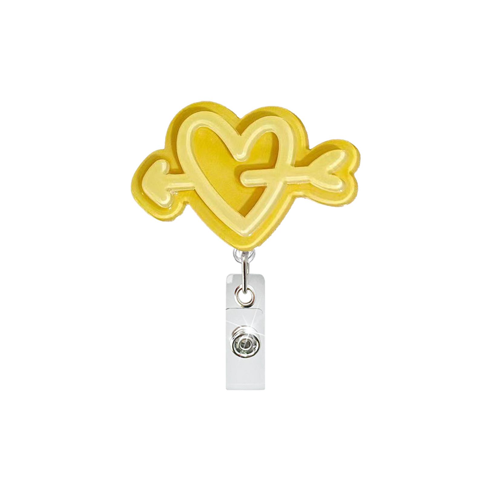 

Alligator Clip Badge Reel Heart-Shaped Badge Reel Retractable Badge Clip Charming Staff Id Holder For Nurse жовтий