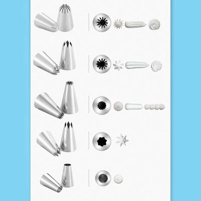 5PCS Cake Decorating Icing Tips for Cake Cupcake Decorating Stainless Steel Icing Piping Nozzles