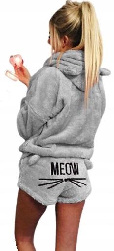 Pigiama Peluche Caldo Meow Completo Felpa Shorty Gatto S [Piz-Sz-S]