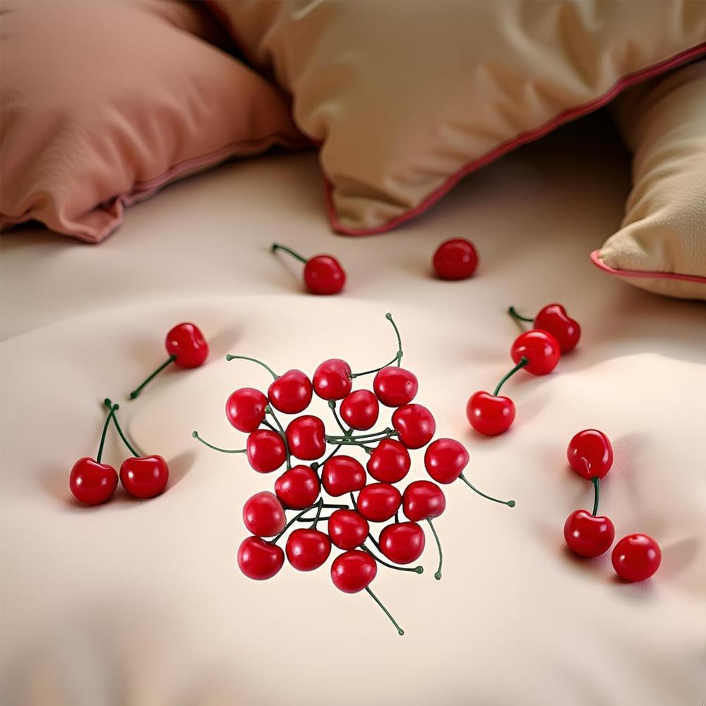 20 Stück Künstliche Kirschen Falsche Frucht Modell Kuchen Ornament Weihnachtsdekoration Fotografie Requisiten Partydeko Heimtischdeko Basteln