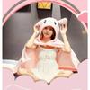 Cartoon Cute Cape Blanket Flannel Lazy Shawl Cape Student Hooded Home Office Nap Blanket Winter Bed Blanket Coral Velvet Warm