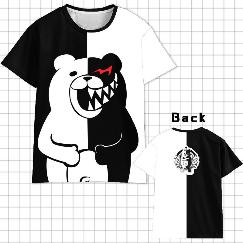 

Летняя новая футболка с коротким рукавом 3D цифровая печать черно-белый медведь аниме футболка с коротким рукавом повседневная рубашка для мужчин и женщин 3217 M