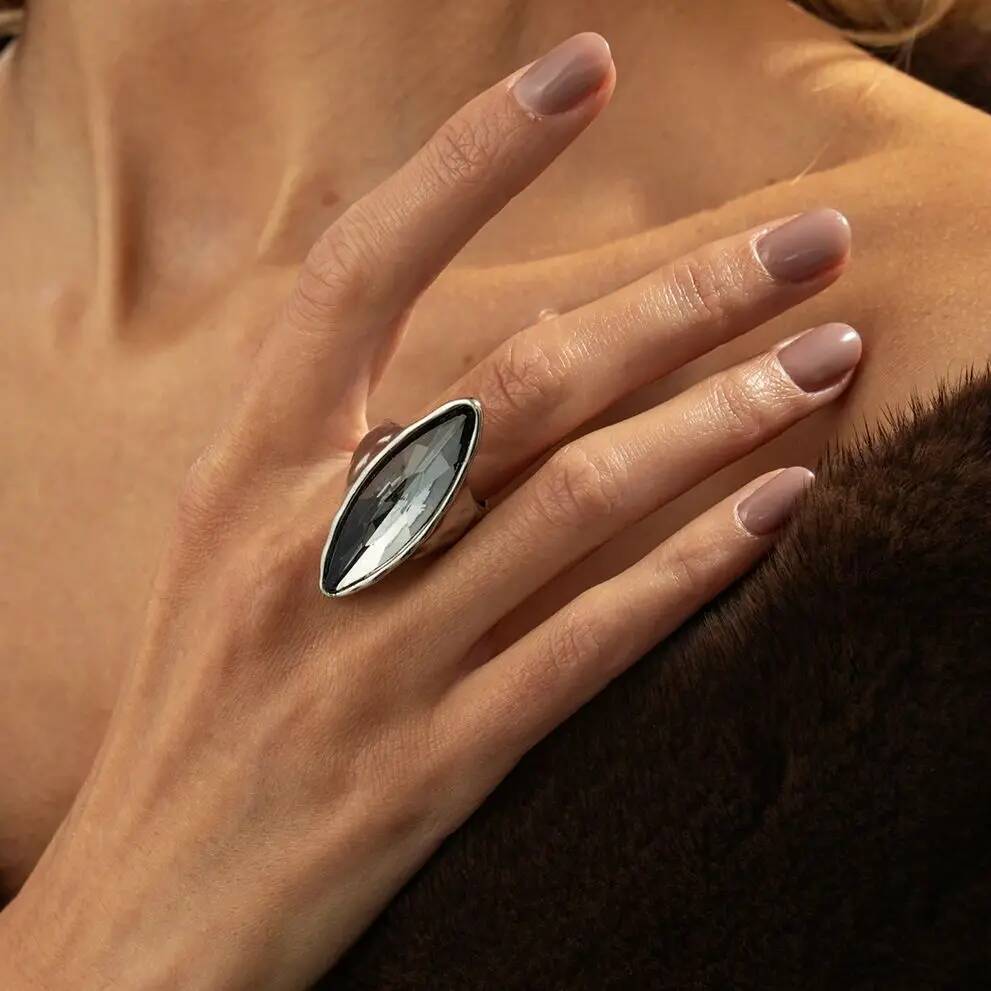 Salircon Minimalist Acrylic Rhinestone Open Rings Women Korean Fashion Geometry Adjustable Knuckle Ring Party Jewelry Accessory