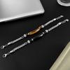 Fashion retro stainless steel chain splicing tiger's eye titanium steel men's bracelet