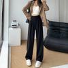 Women's Petite Double-Breasted Wide-Leg Suit Pants, Slim-Fit, Drapey, Spring/Autumn 2025 Collection