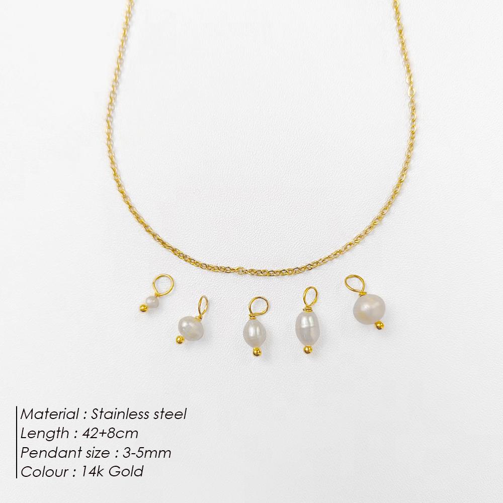EMANCO Stainless Steel 5PCS Freshwater Pearl Necklaces DIY Irregular Chain Pearl Necklace Birthday Gift