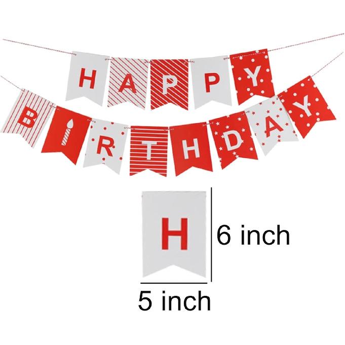 Red White Birthday Banner Happy Birthday Party Decorations
