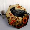 Raven & Flowers: A Whimsical Circular Art PrintUmbrella, Portable 3-Fold Compact Umbrella for Men & Women Gift