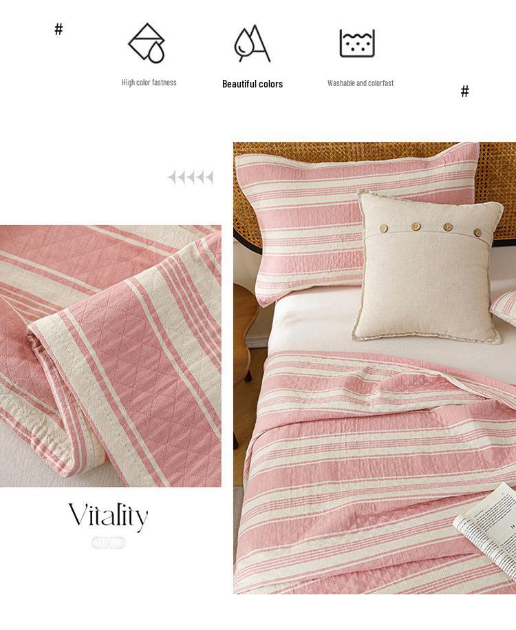 Striped Cotton Yarn-Dyed Three-Layer Gauze Quilt – Summer Cooling Blanket
